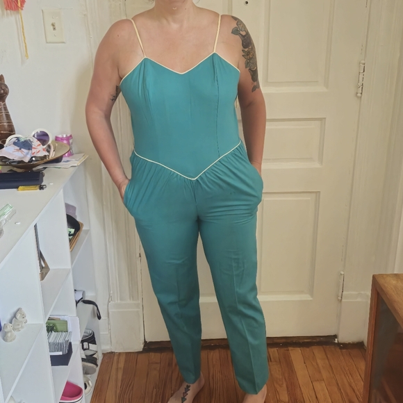 Vintage Turquoise Bodysuit Sz 9 - Picture 4 of 9